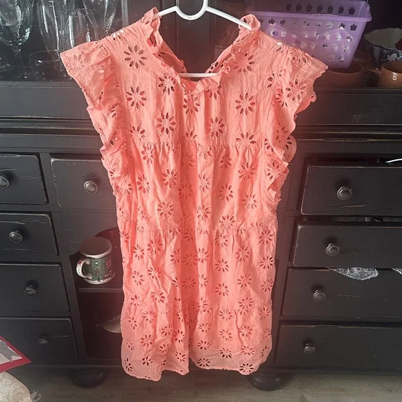 Entro Coral Eyelet Maxi Dress - Picture 1 of 4